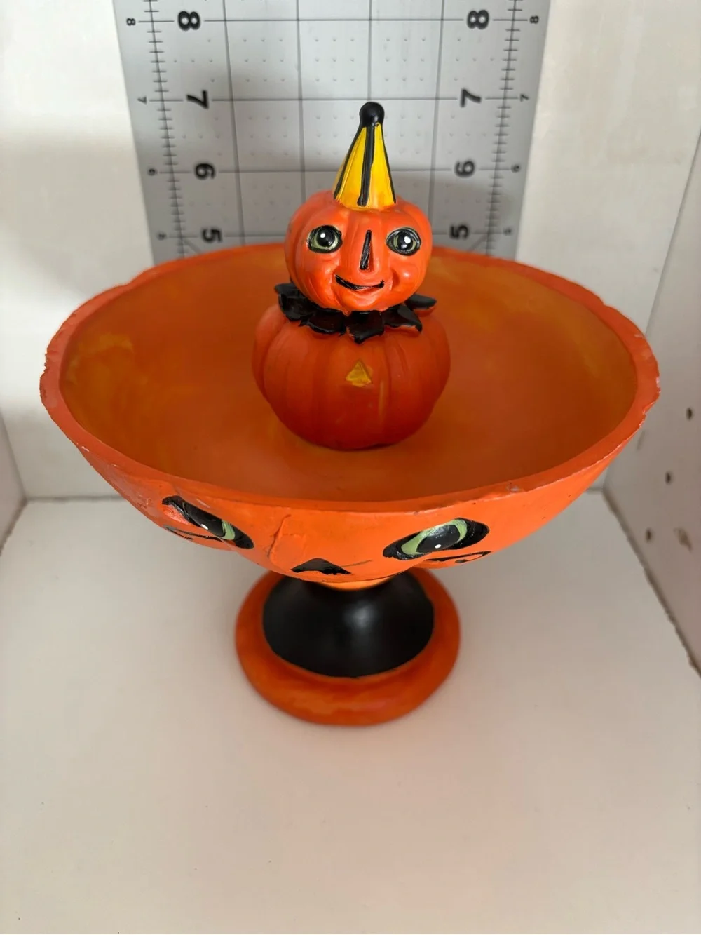 Orange Pumpkin Face Decorative Bowl - Halloween Home Accent